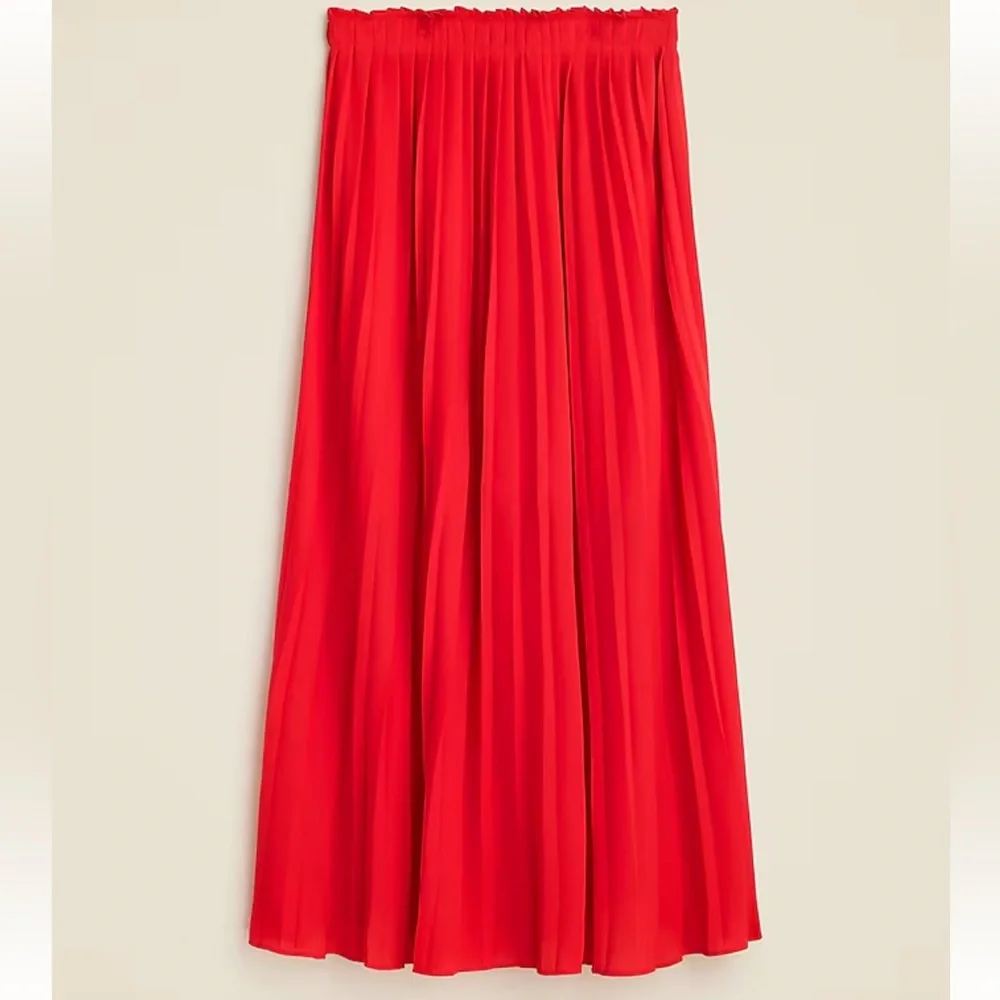 J. Crew Red Pleated Maxi Skirt